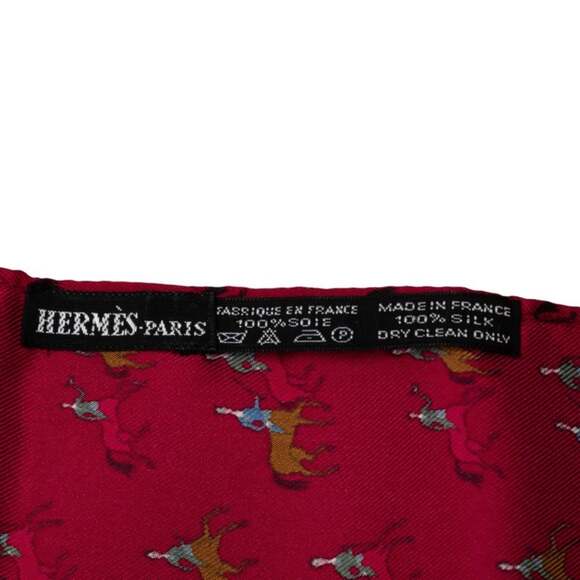 HERMES Authentic Red Silk Scarf - Picture 4 of 5